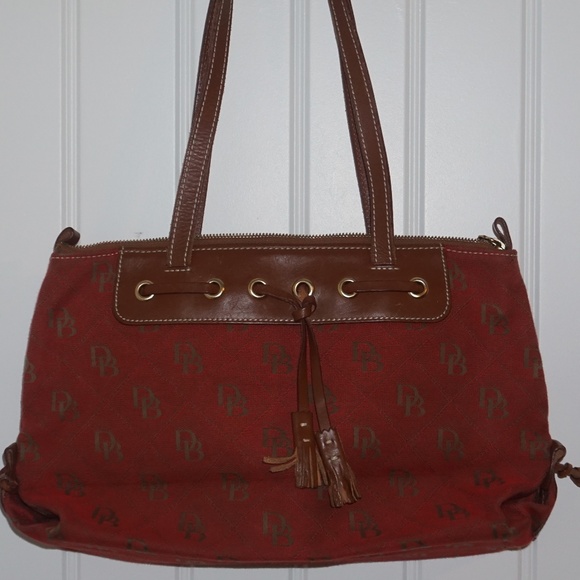 Dooney & Bourke Red Canvas Monogram Bag - Picture 2 of 8